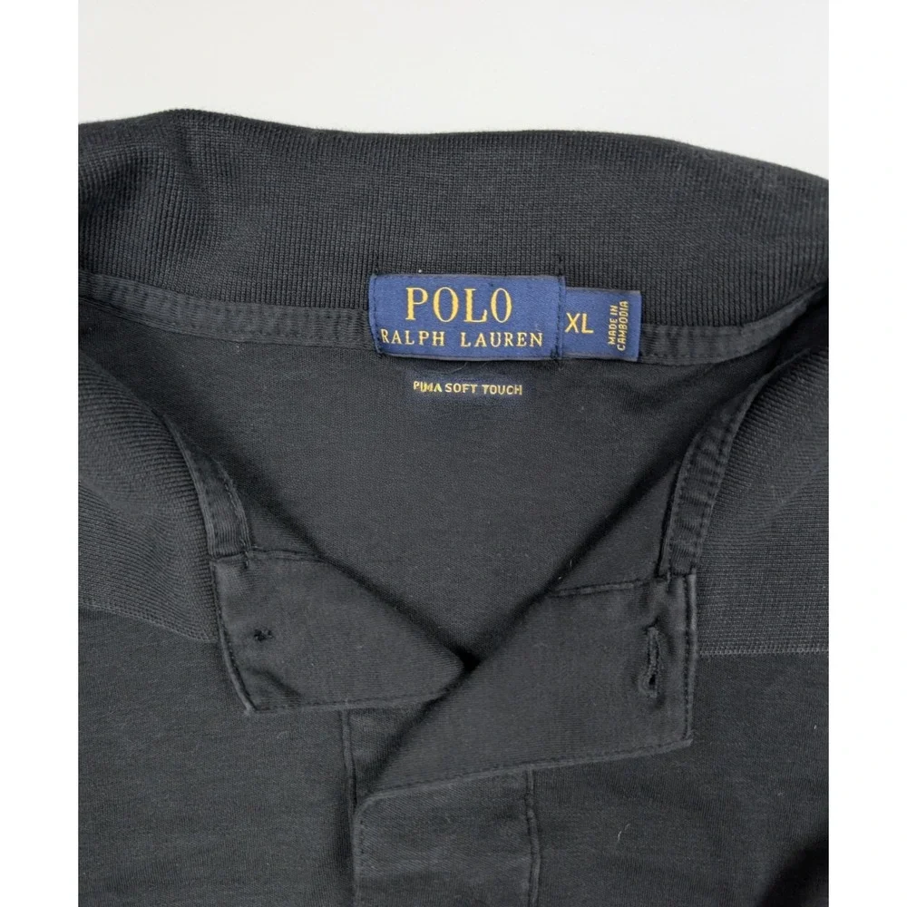 Polo Ralph Lauren‎ Pima Soft Touch Black 1/4 Button S/Sleeve Polo Men's Size XL